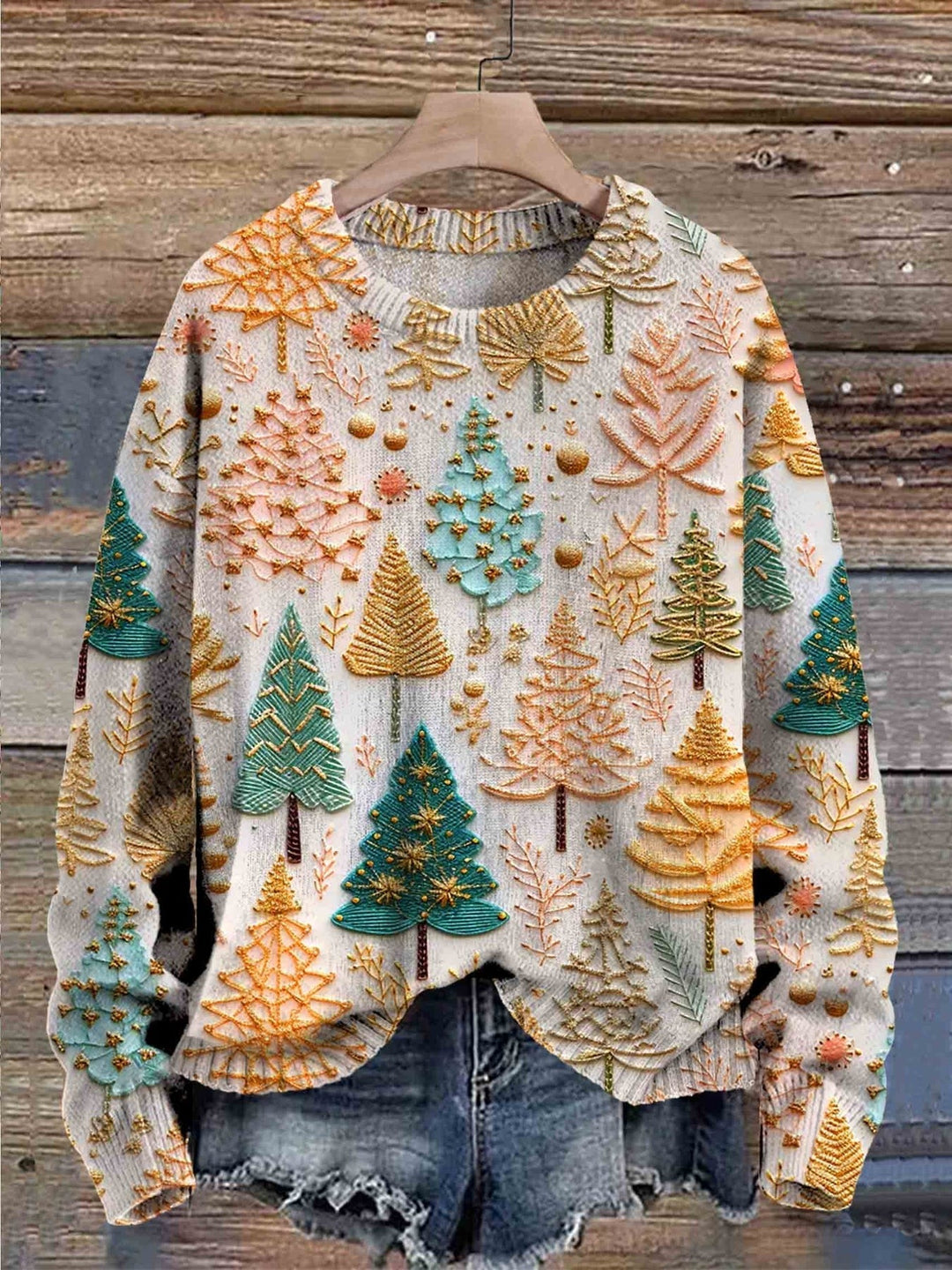 Veronica | Knitted Sweater with Christmas Trees