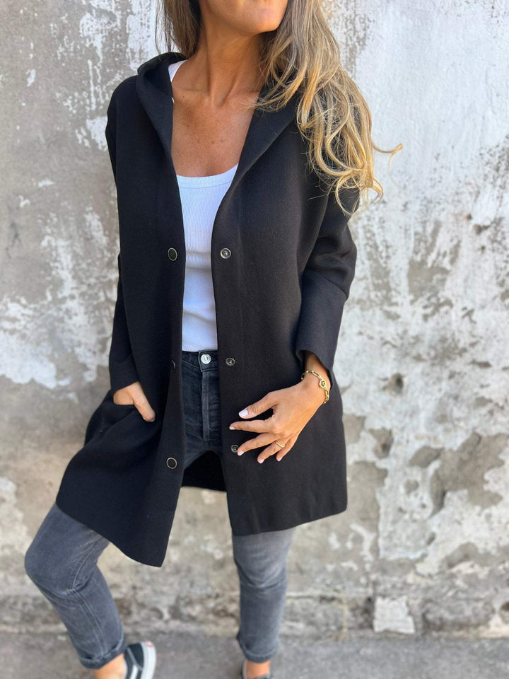 ELISA | Casual single-breasted blazer with hood