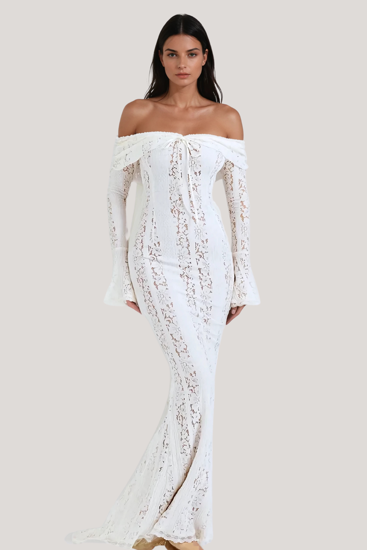 Selah | Lace Off Shoulder Cutout Maxi Dress