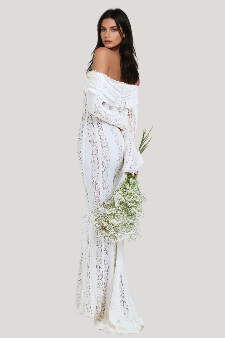 Selah | Lace Off Shoulder Cutout Maxi Dress