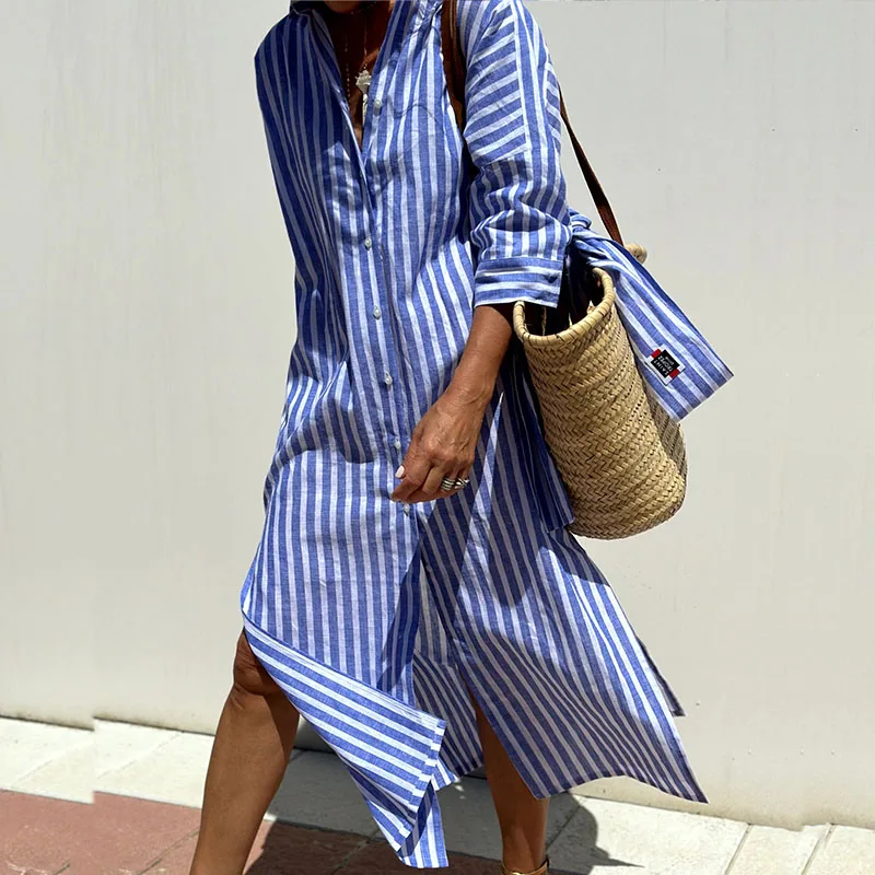 Rosey | Elegant striped shirt dress