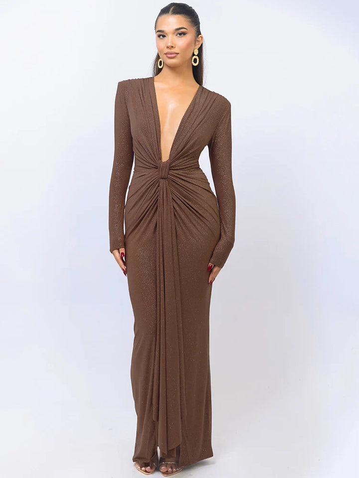 Heather | Glitter V-Neck Maxi Dress