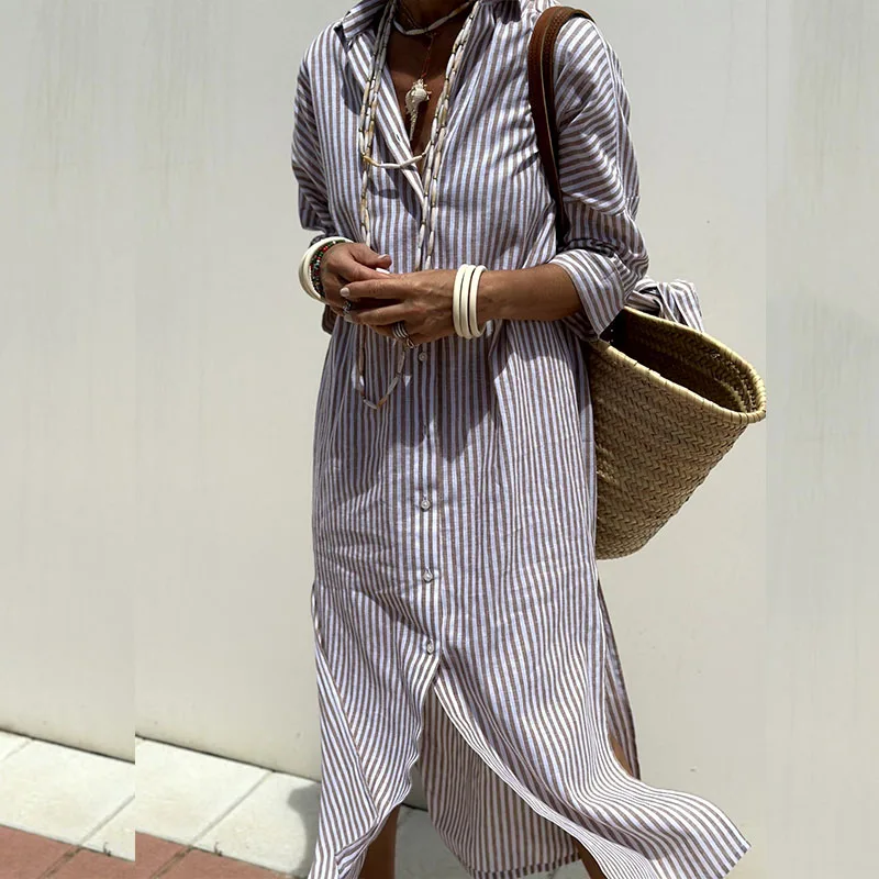 Rosey | Elegant striped shirt dress