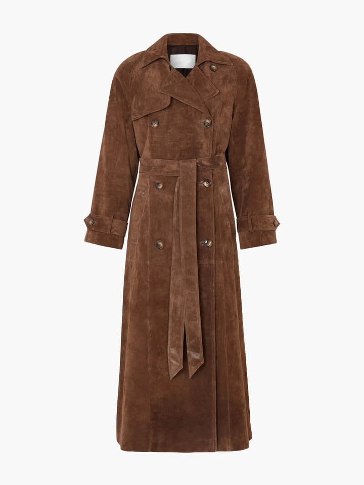 Solana | Suede Leather Trench Coat