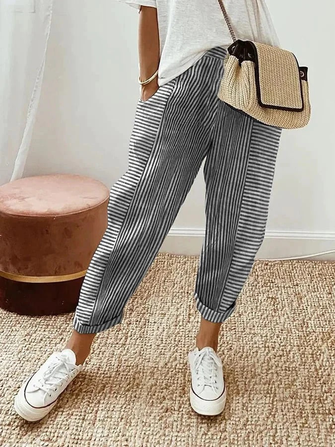 Dahlia | Striped Cotton Pants