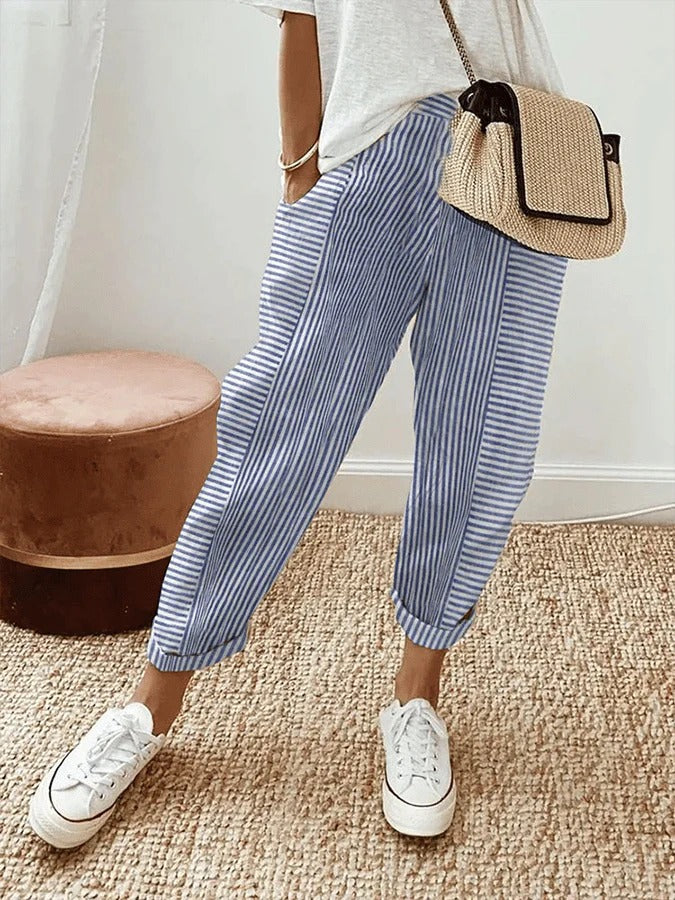 Dahlia | Striped Cotton Pants