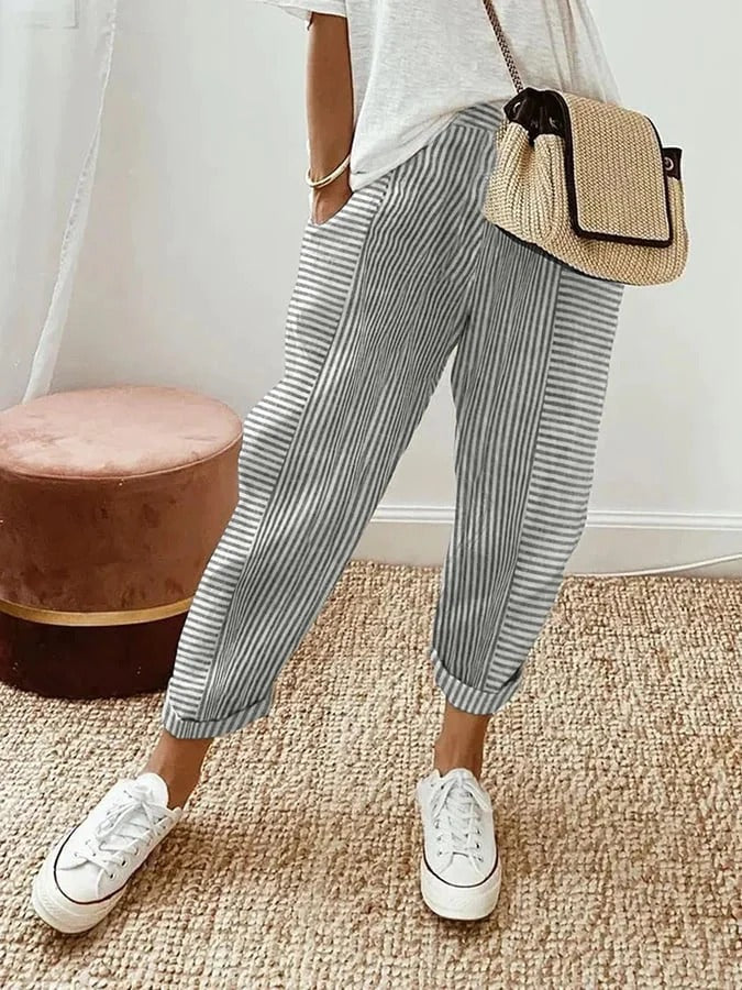 Dahlia | Striped Cotton Pants