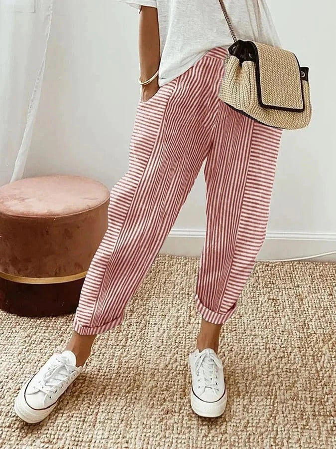 Dahlia | Striped Cotton Pants